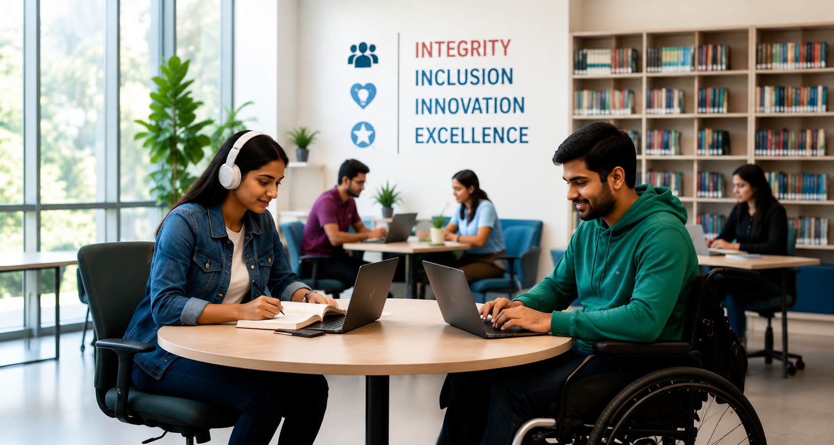 An image of students studying in the inclusive study centre